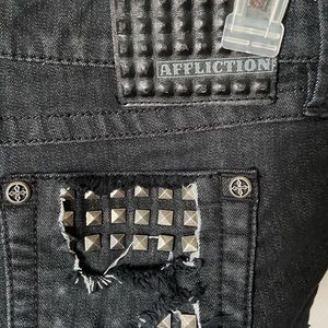 black distressed affliction jean shorts